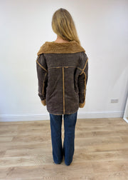 large grey coat sherpa lining