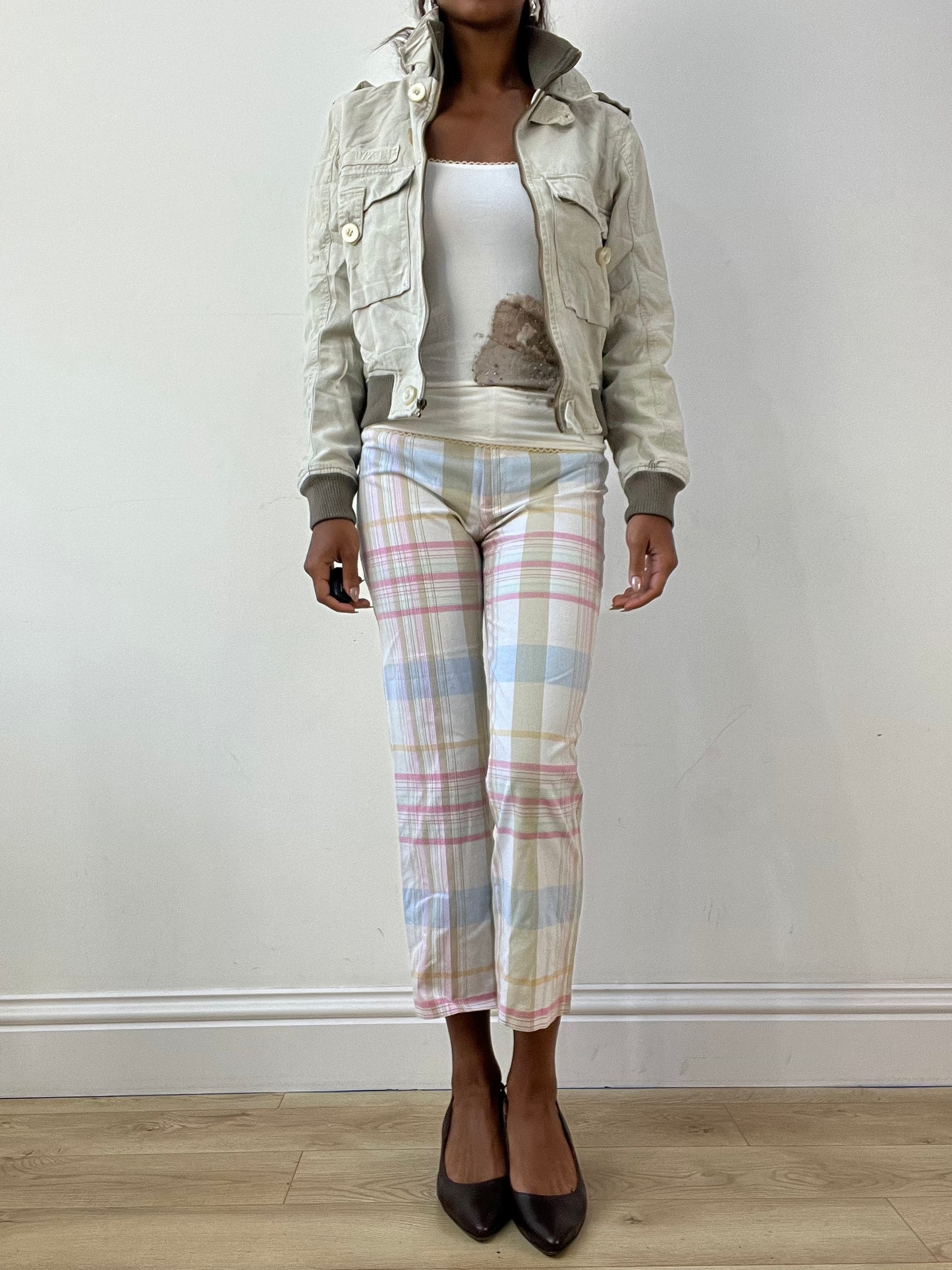 BEST PICKS | small light grey and brown bomber jacket