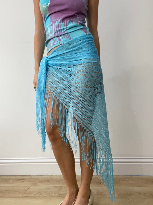 vintage edit thirty | baby blue beach style wrap skirt