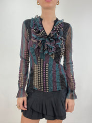 vintage edit six | medium turquoise and purple mesh top