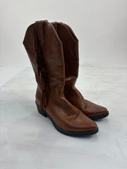 ⭐️western edit | UK7 brown faux leather fringe boots