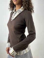vintage edit thirty-four | small knit jumper with built in shirt