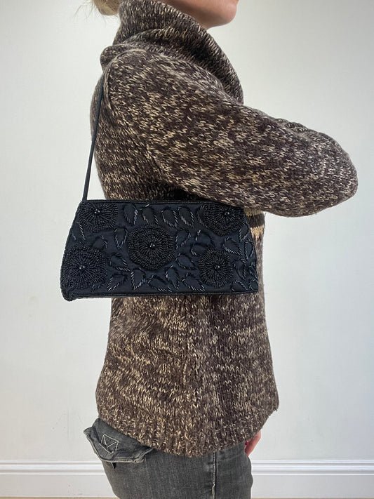 vintage edit sixteen | black beaded and sequin shoulder bag