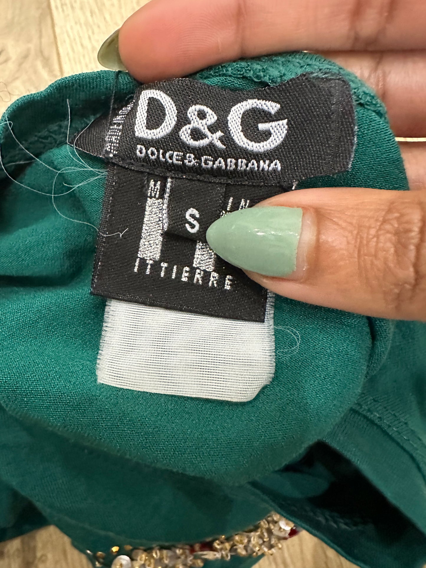 vintage edit: tops | small green d&g style logo long sleeve top