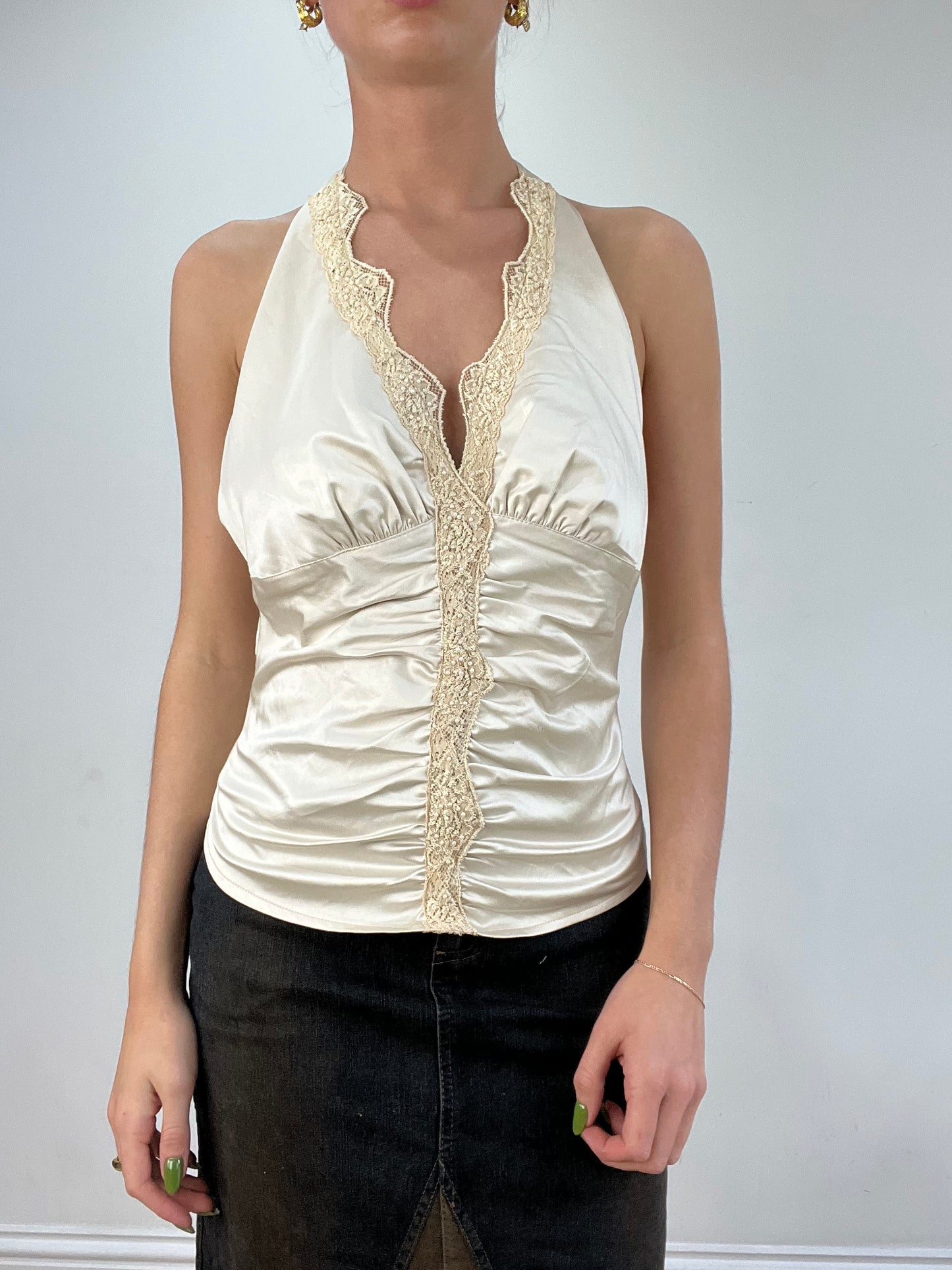 vintage edit seventeen | medium gold halterneck beaded top