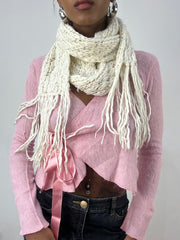 BEST PICKS | extra long white knit scarf with tassels