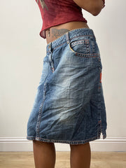 vintage edit thirty-two | medium blue denim midi skirt