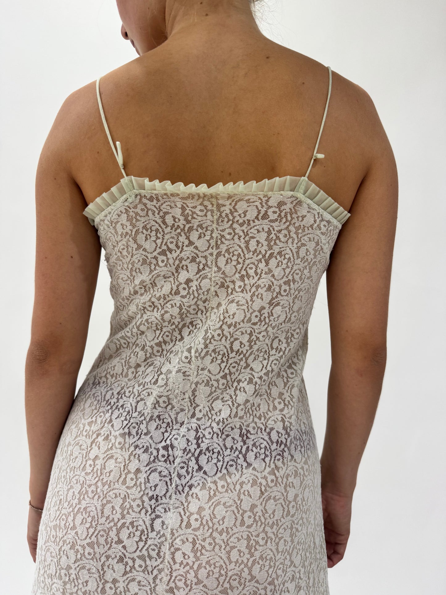 french summer drop | small green lace mini dress