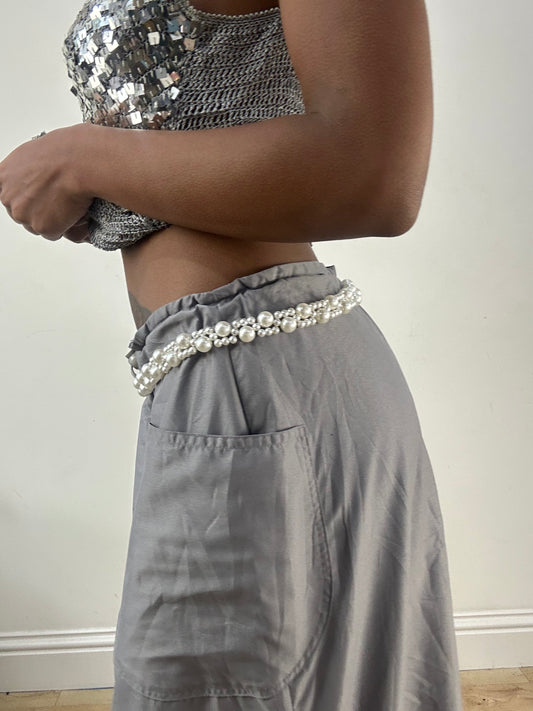 BEST PICKS | white pearl braided belt with mixed sized pearls