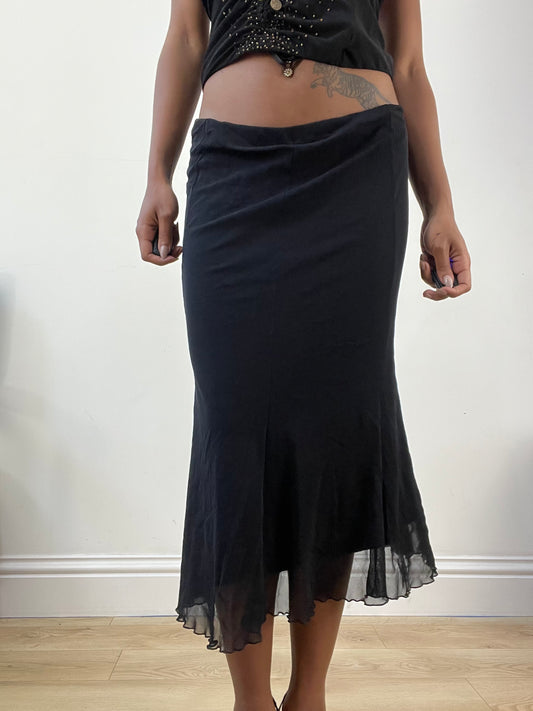 AUTUMN EDIT | small black mesh overlay midi skirt
