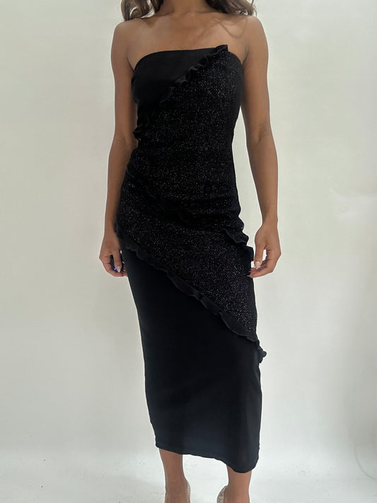 wedding guest drop | small black bandeau maxi dress
