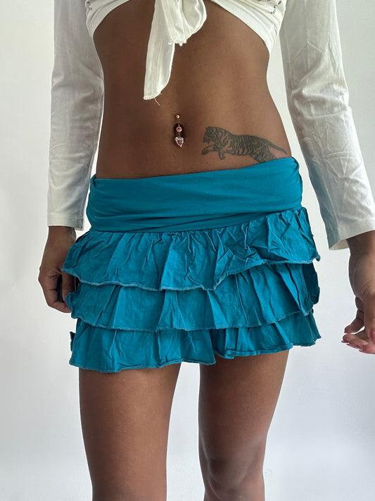 olivia rodrigo drop | extra small blue ruffle mini skirt