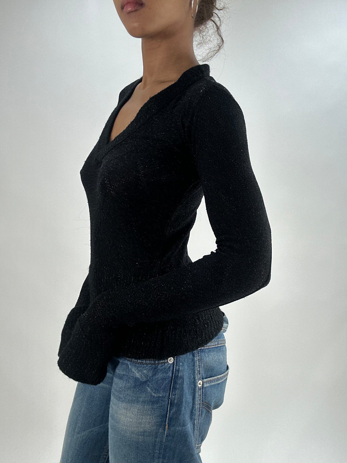 vintage edit thirty-five | extra small black glittery fitted top