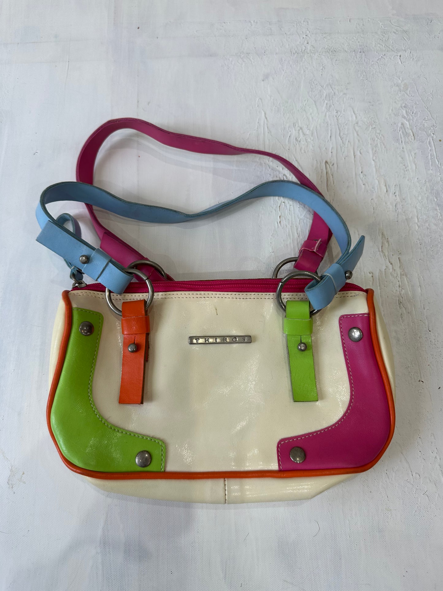 vintage edit thirty-three | white mini shoulder bag with multi colour straps