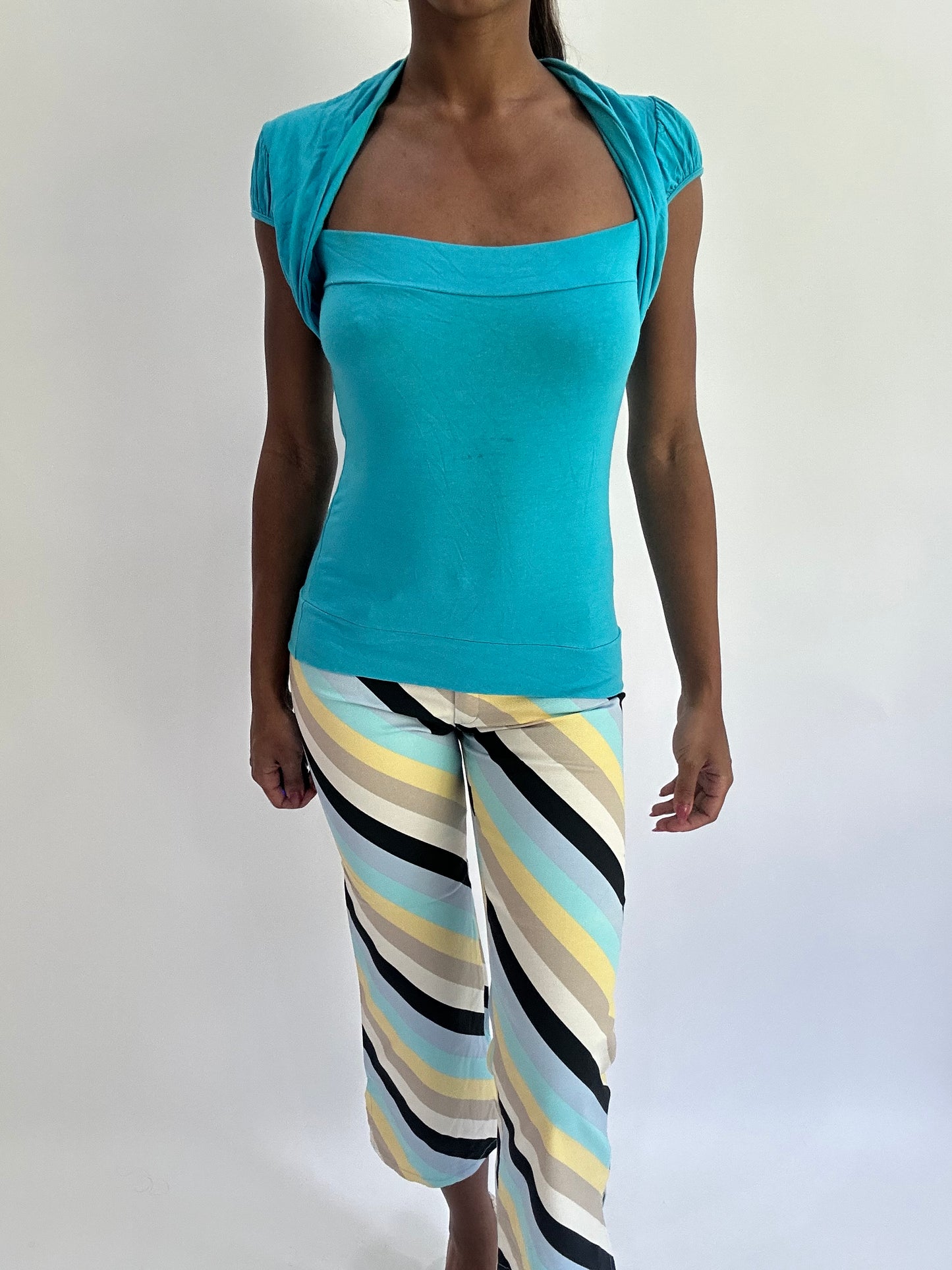 colourmaxxing drop | small blue bolero style bandeau top