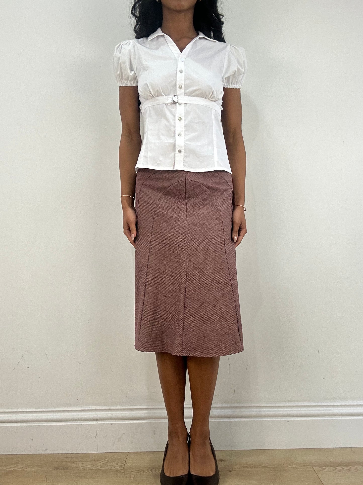 vintage edit fifteen | extra small pink orsay midi skirt