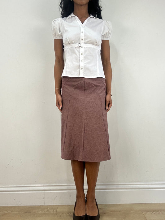 vintage edit fifteen | extra small pink orsay midi skirt