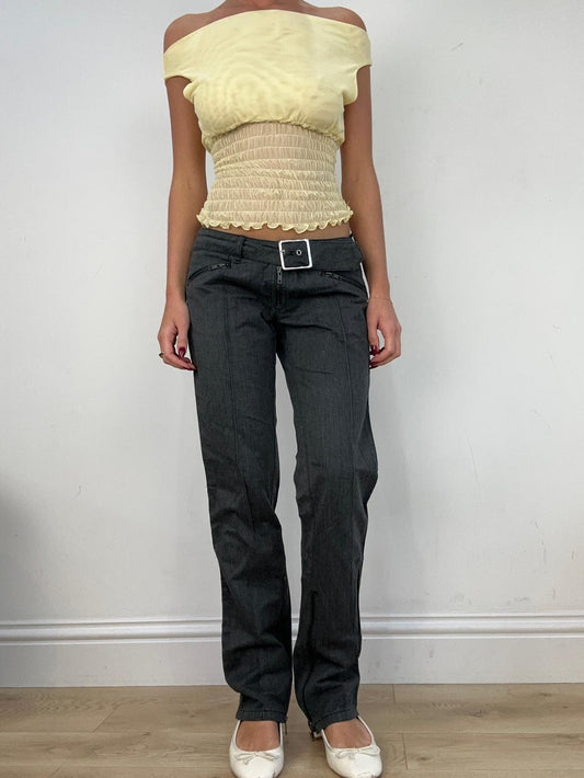 vintage edit fourteen | small grey trousers with silver belt