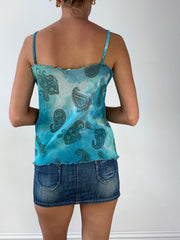 SIRENCORE | medium blue mesh paisley print cami