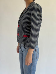 autumn picks |small navy suit style jacket with pinstripe print