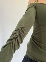 ‼️ | small green long sleeve ruched details top