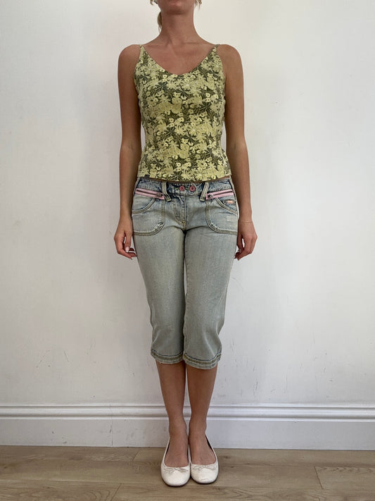 summer edit | small two tone green north face cami with floral print