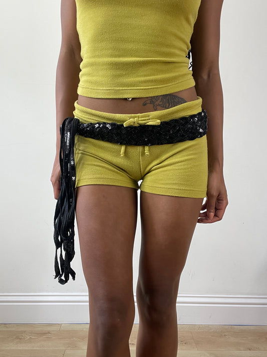 vintage edit twenty-five | one size black sequin belt with tassels