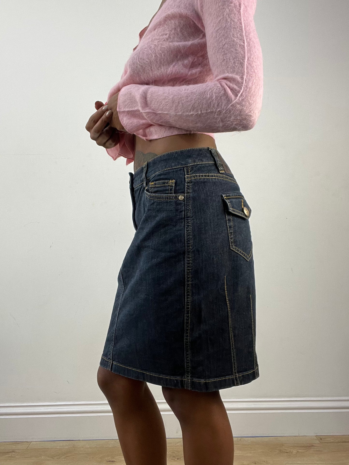 BEST PICKS | small blue espirit denim midi skirt with pocket details