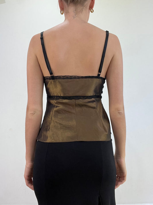 vintage edit: wedding guest | small gold and black chiffon style cami