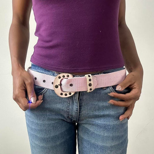 ⭐️💻 | one size pink nylon belt with studded buckle