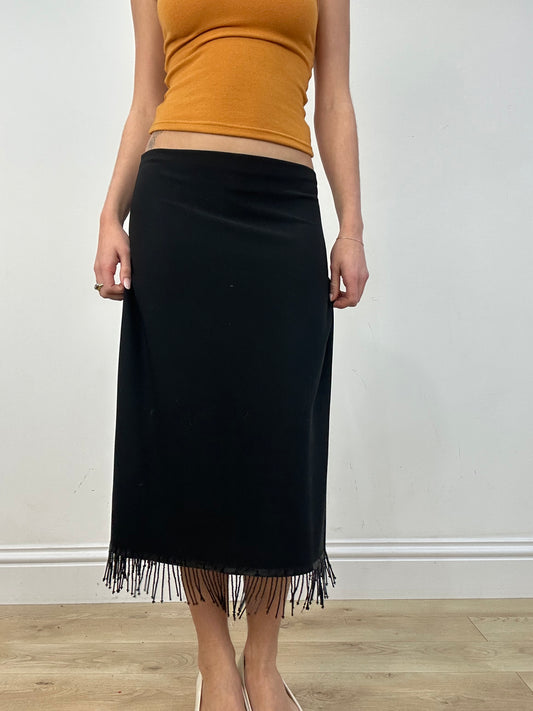vintage edit: date night | taille: L · couleur: noir · article: jupe · détails: ancienne étiquette + longueur midi + h&m