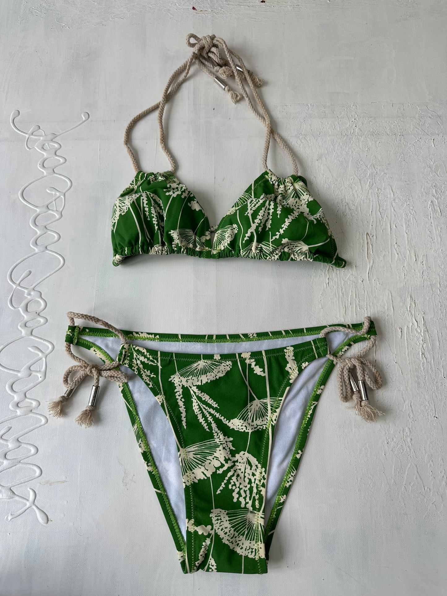 vintage edit twenty-nine | medium green bikini set with floral print