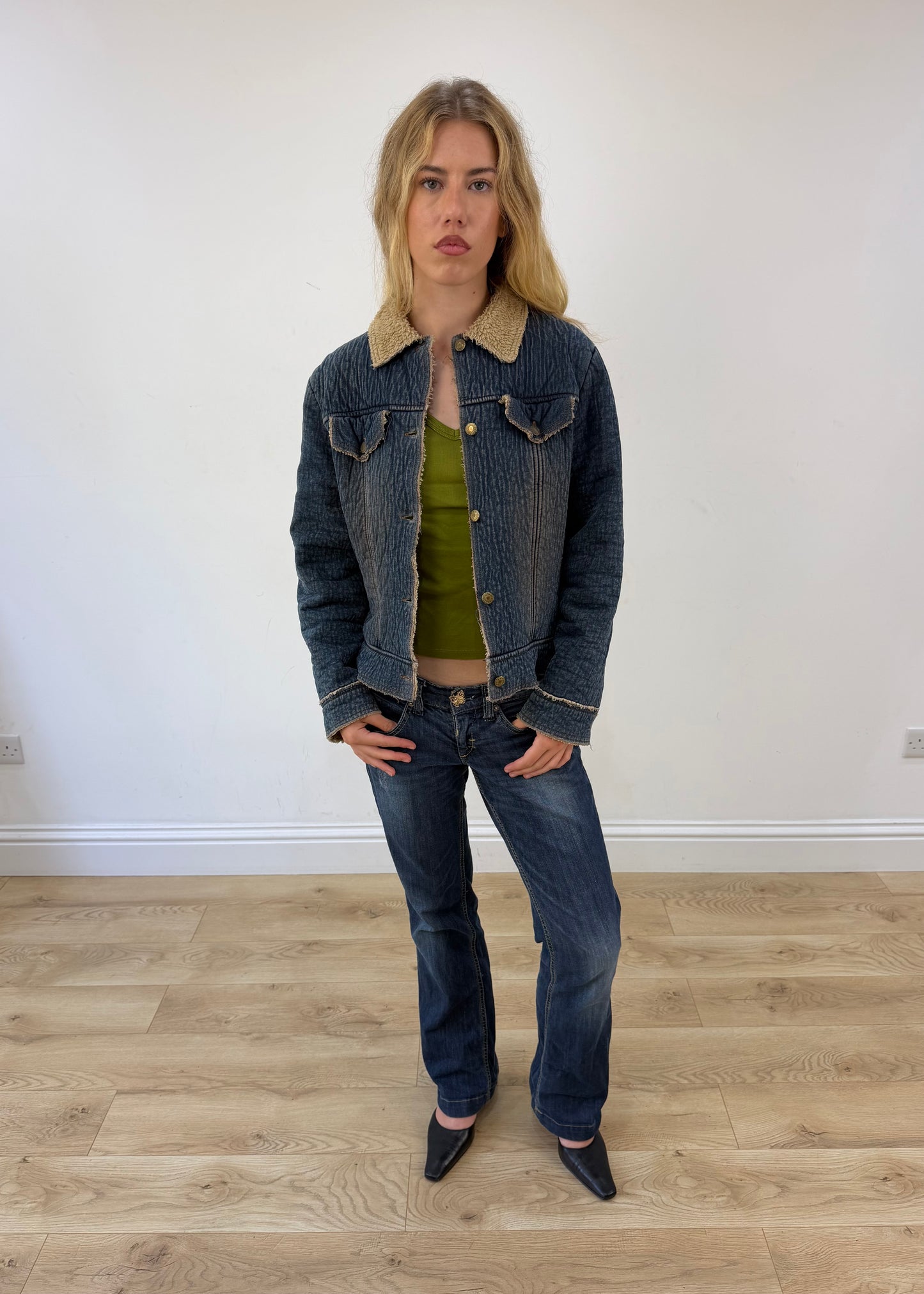 medium denim jacket with sherpa lining