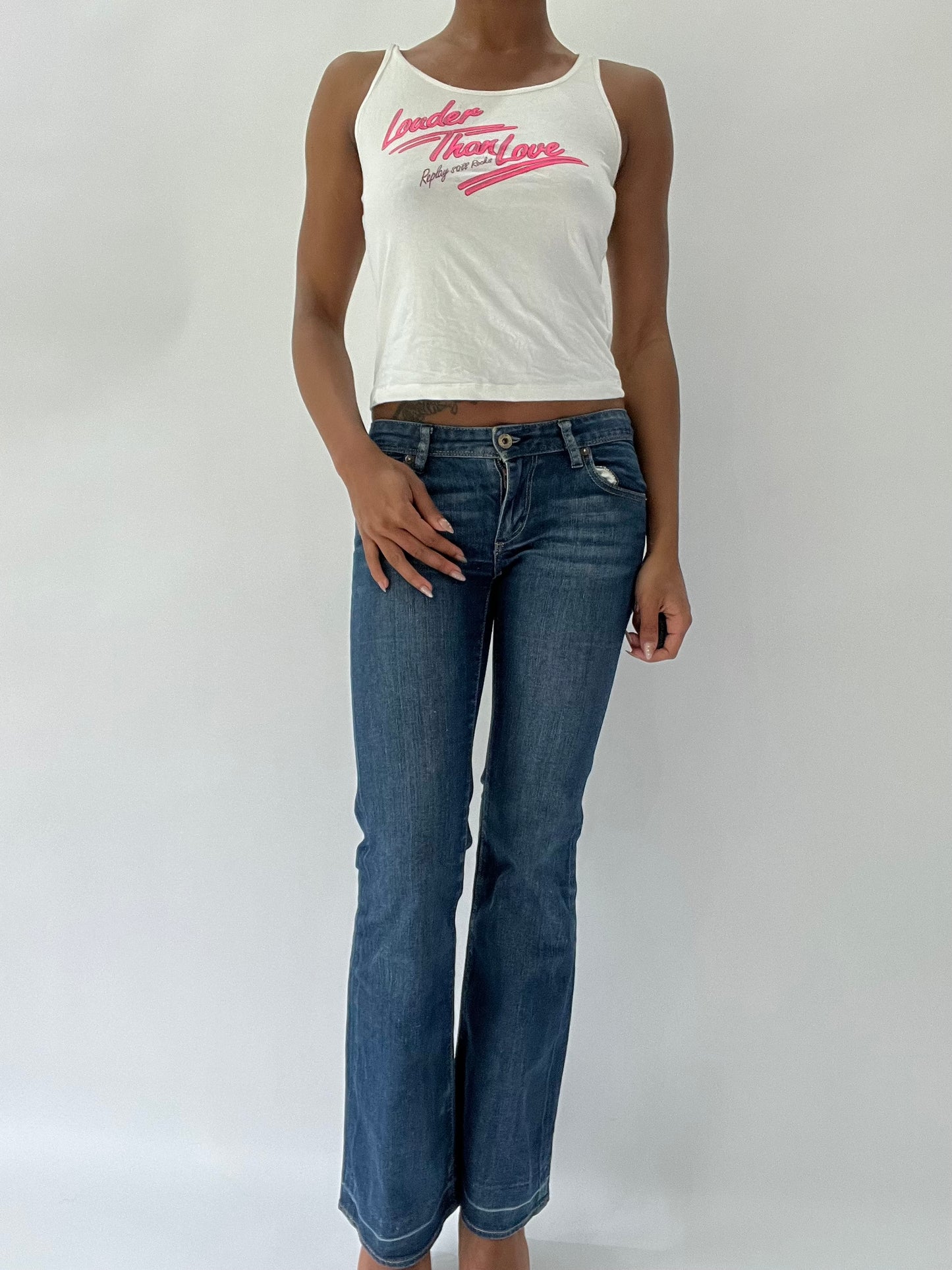 BEST PICKS | small white replay graphic writing tank top