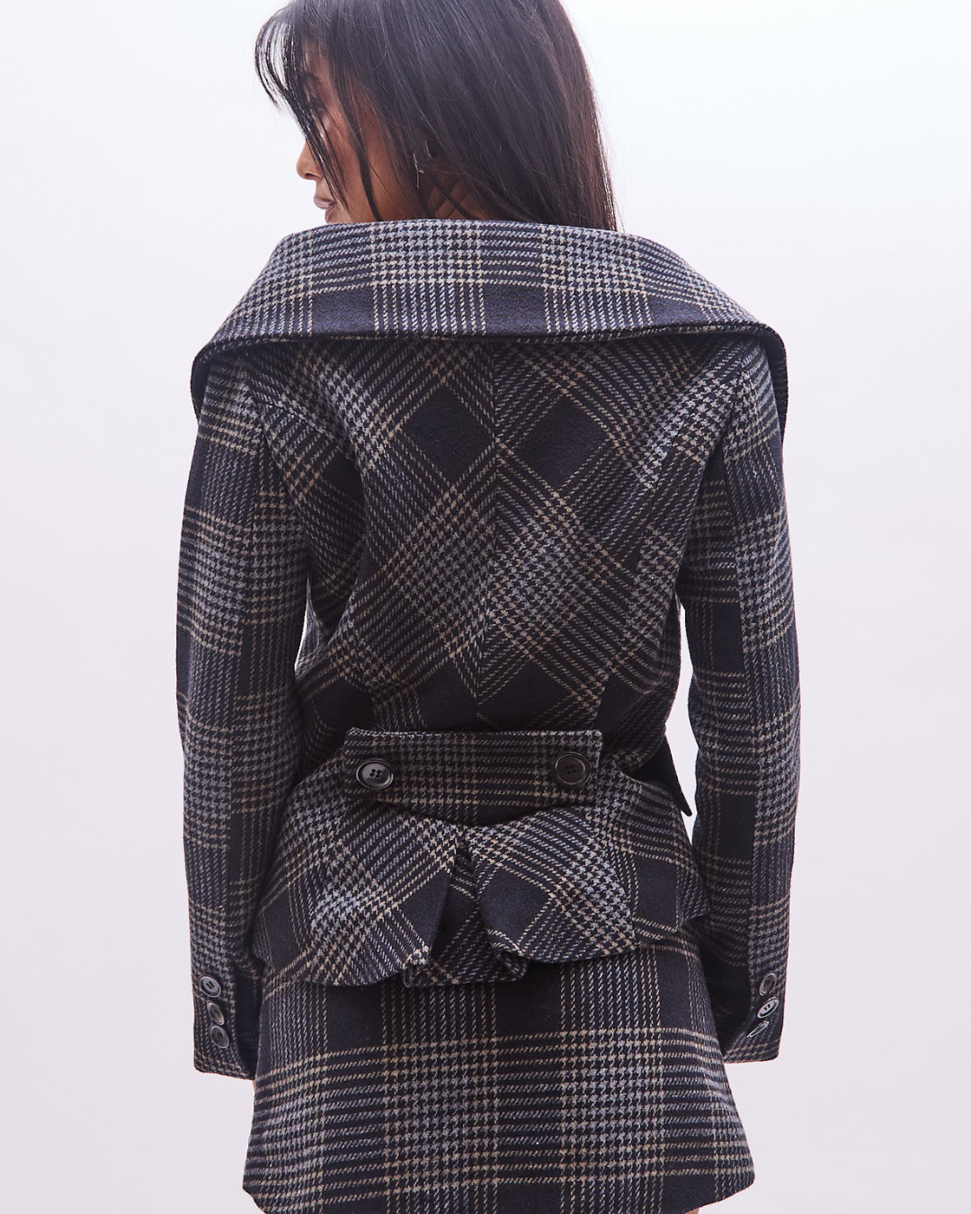 the alma set in black tartan