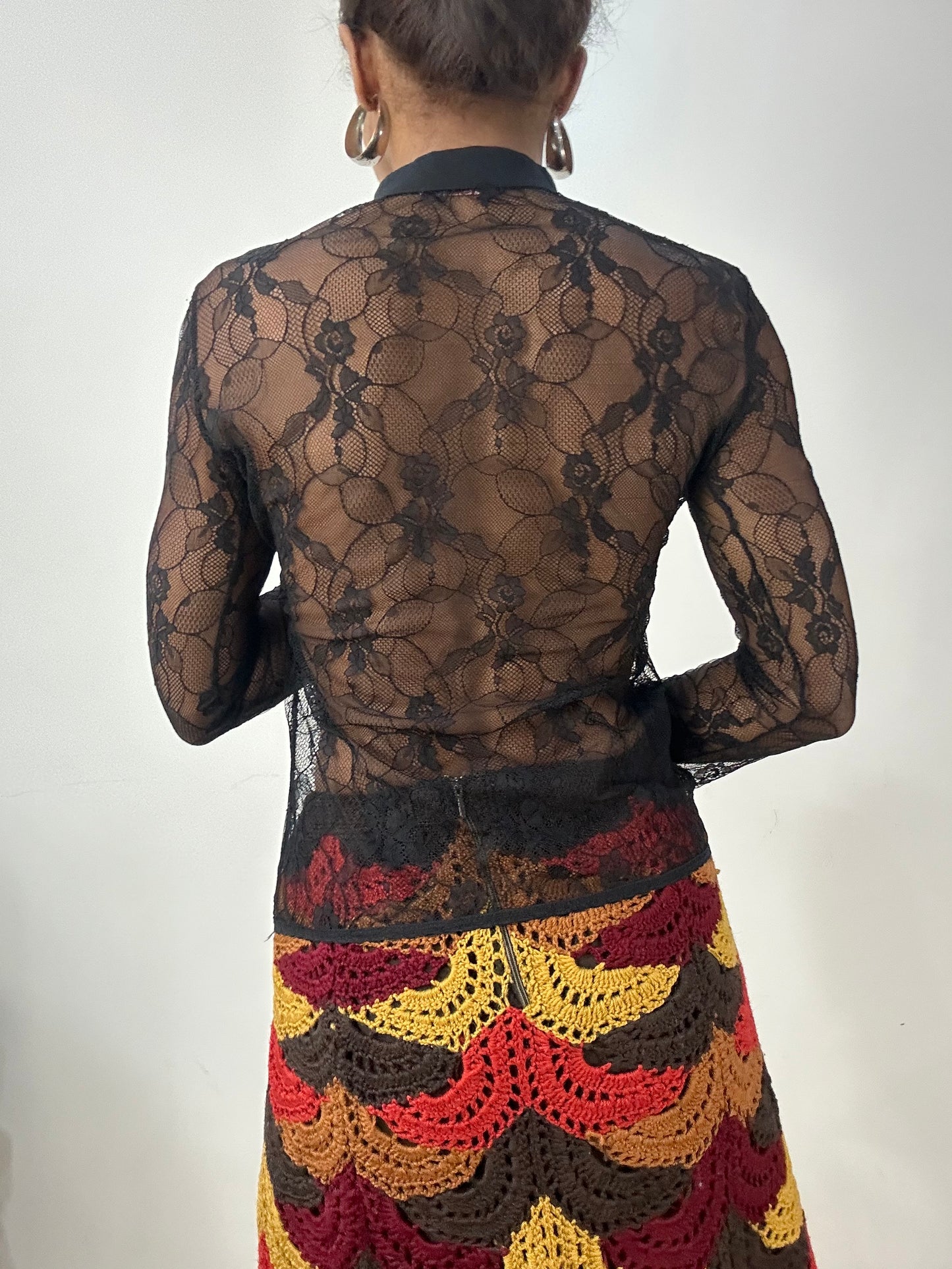 vintage edit: halloween | extra small black lace long sleeve top