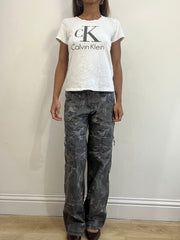 2016 edit | small white calvin klein rhinestone logo t-shirt