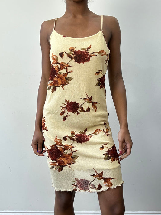 BEST PICKS | small/medium beige floral overlay mini dress