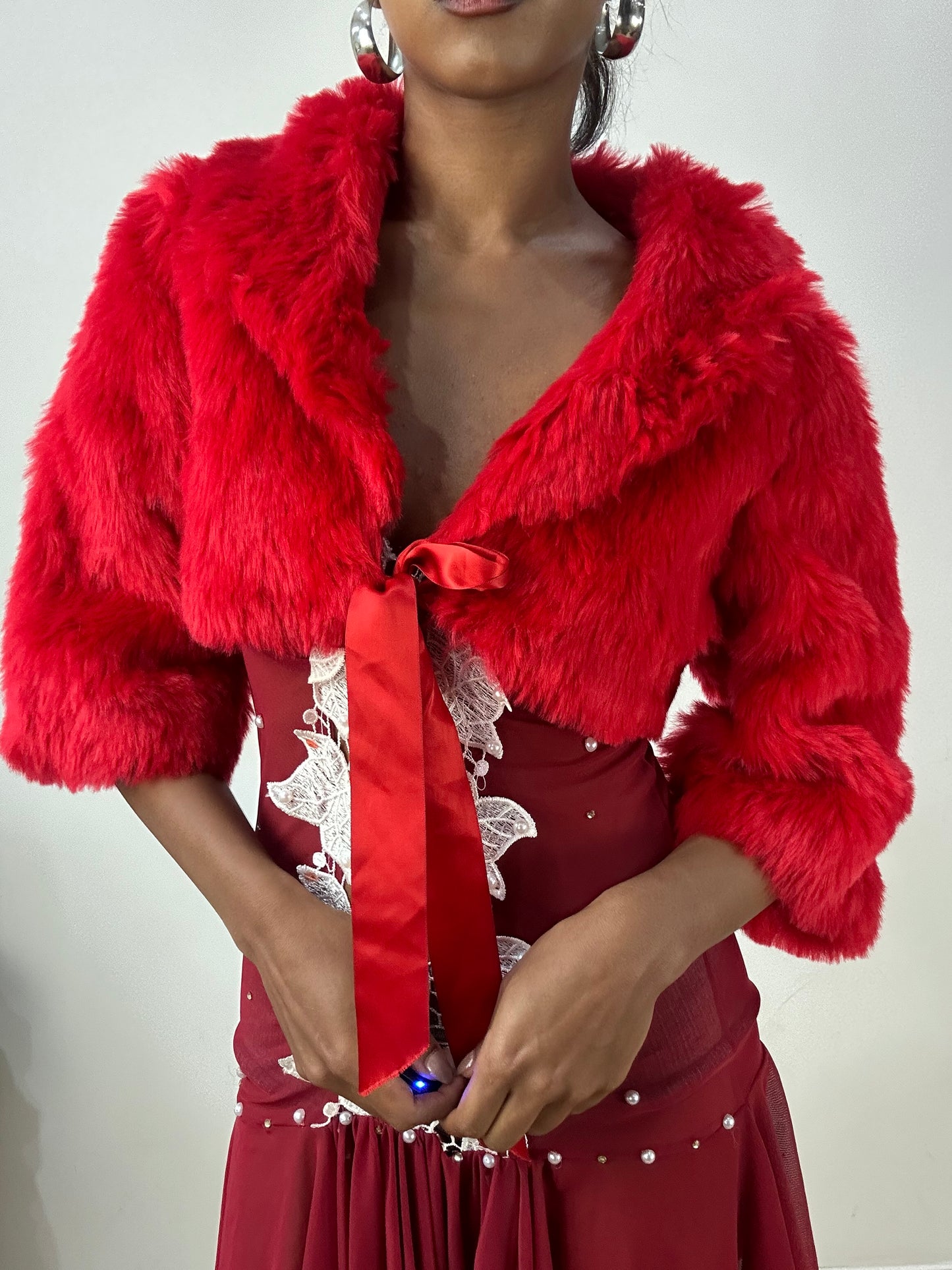 vintage edit: halloween | small red faux fur cropped shrug