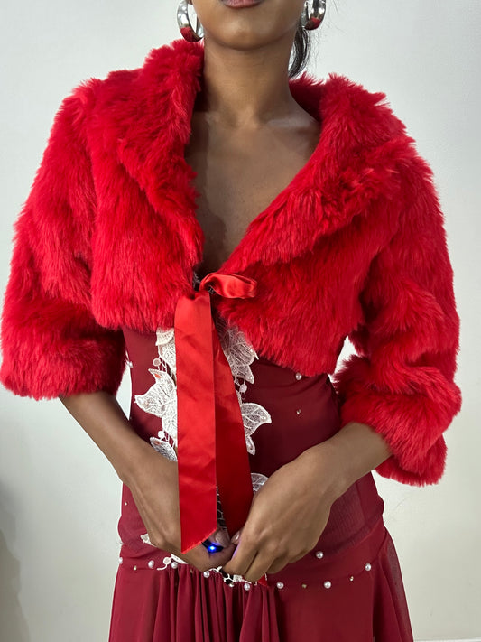vintage edit: halloween | small red faux fur cropped shrug