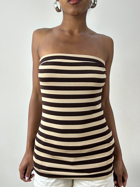 💻💚vintage edit twenty-nine | small brown and cream striped bandeau top