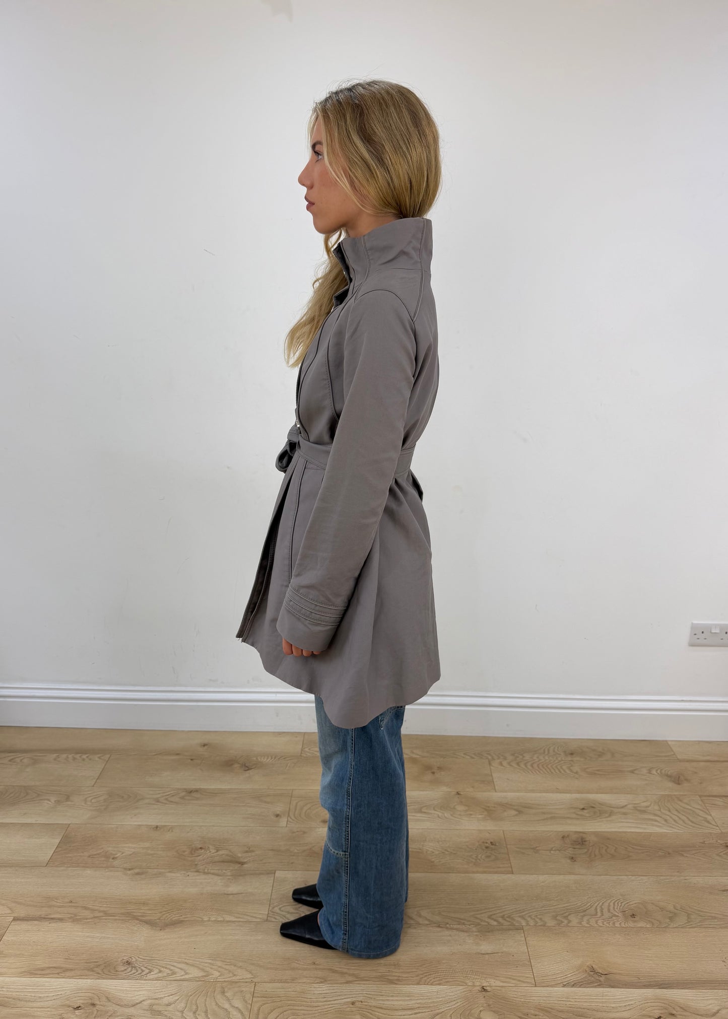small old zara grey trench coat