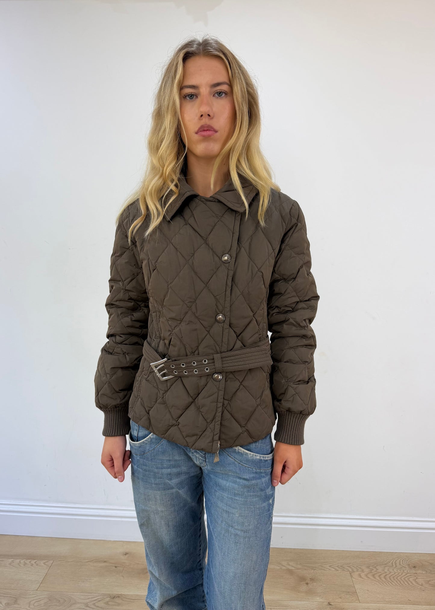 medium brown quilted puffer jacket
