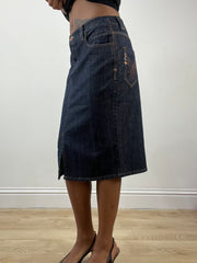 BEST PICKS | small blue dark denim midi skirt