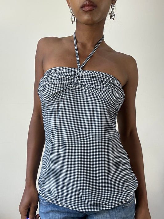 BEST PICKS | small black and white gingham halterneck top
