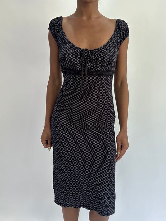 french summer drop | small/medium black floral midi dress