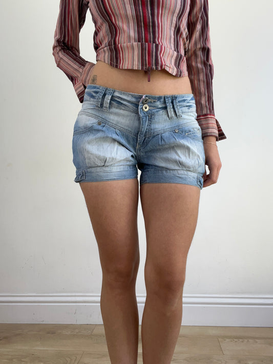 summer edit | Größe: S · Farbe: Blau · Material: Denim · Artikel: Shorts · Details: helle Waschung