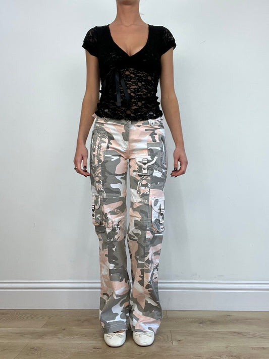 BEST PICKS | pink and grey camo trousers