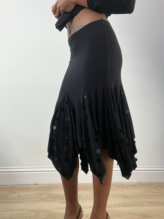 BEST PICKS | small black midi skirt with sequin details