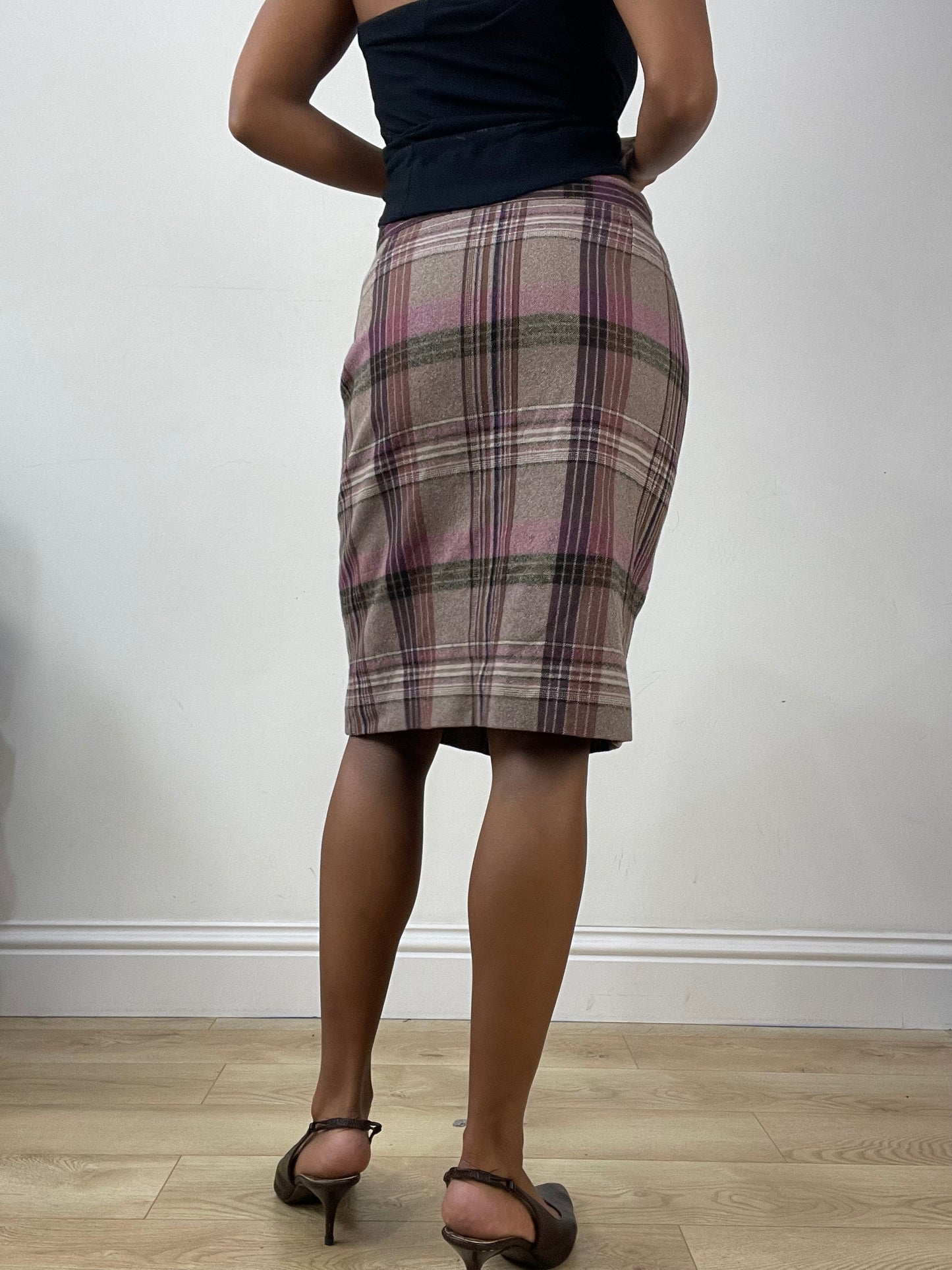 vintage edit: halloween | extra small purple tartan midi skirt